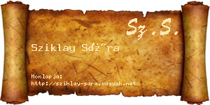 Sziklay Sára névjegykártya